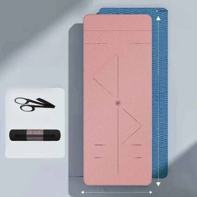 Tapis de yoga Ohm 6 mm antidéchirure avec lignes d'alignement variable rose- Soiflex