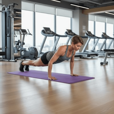 Tapis sport Flory 10 mm – Confort & stabilité fille au gym sur tapis de yoga fait push up- Soiflex