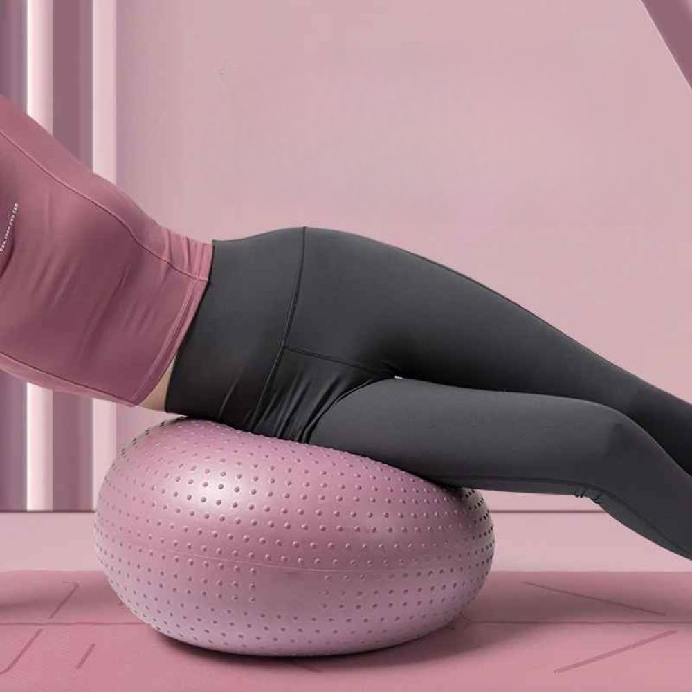 Ballon de Gym Ziva 55 cm (Beigne)-femme hanche appuyer sur ballon