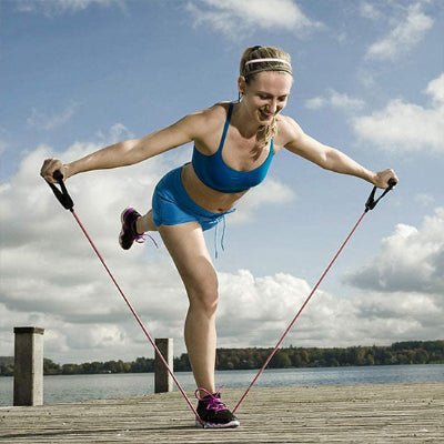Bande de résistance ResistanceBands noir 30 lb avec poignées antiglissement femme etire les bras avec bande- Soiflex