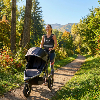 Gilet lesté réglable 11–20 lb – maman avec enfant dans poussette dans un parc Fitness complet & polyvalent - Soiflex