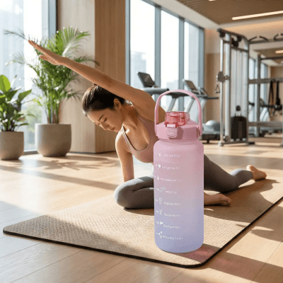 Gourde Force 2 L – Grande capacité pour sport et fitness - visuel de la gourde sur comptoir de cuisine Soiflex