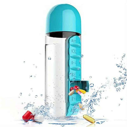 Gourde Sport 600ml avec Pilulier Intégré variable bleu
