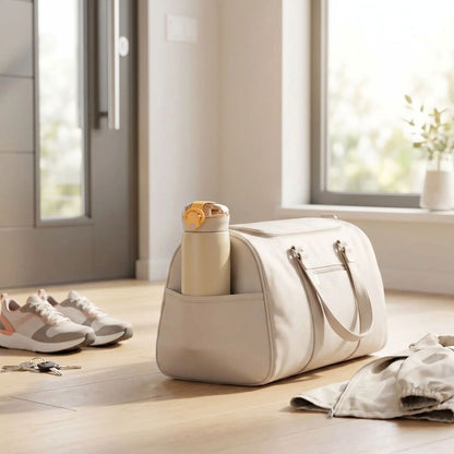 Gourde isotherme lagune beige soiflex dans un sac sport