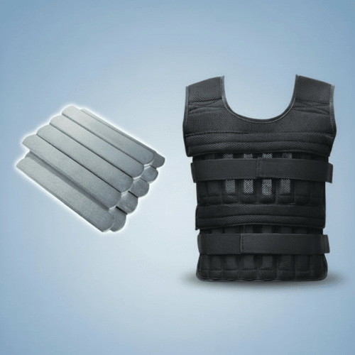 Plaque d'acier 160 g x10 – visuel de la plaque et du gilet Poids pour gilet de musculation - Soiflex