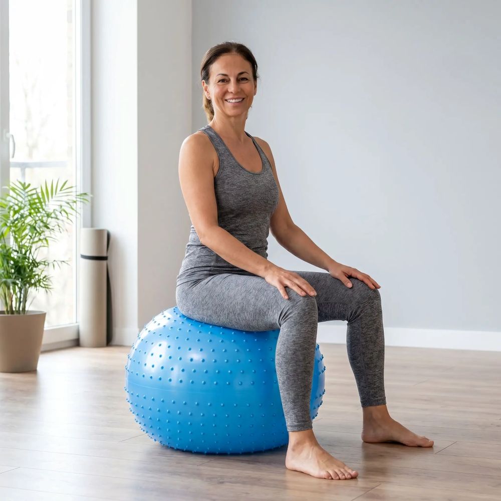 SWISS BALL JAYA 45cm femme assis sur ballon bleu