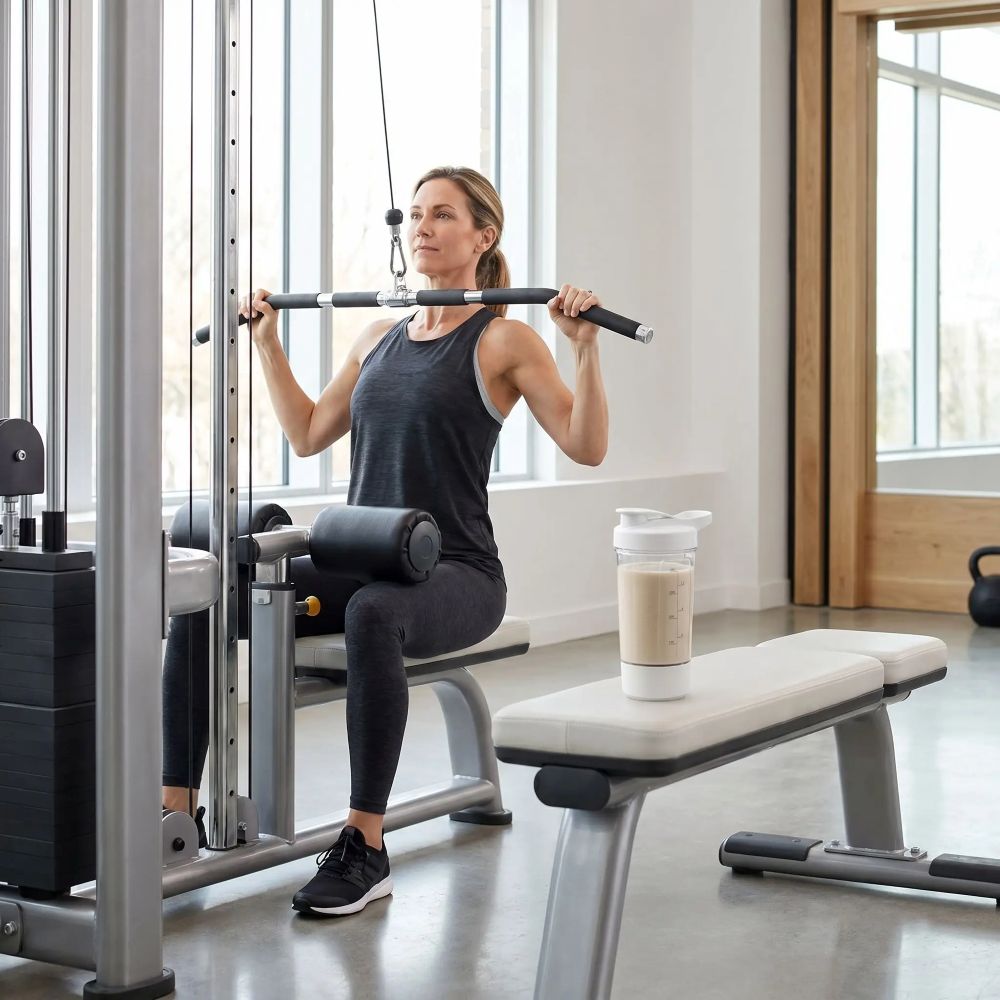 Shaker électrique anti-grumeaux 450 ml, femme au gym à la poulie avec shaker 
