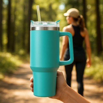 Bouteille isotherme Flex 1.2 L/1200 ml – Pratique et durable pour sport - visuel de la bouteille dans le bois Soiflex