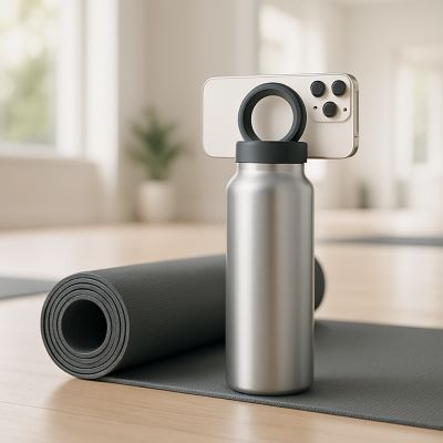 bouteille isotherme rythme sur tapis yoga