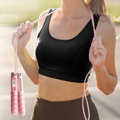 Corde à sauter Tronique sans fil réglable avec compteur intégré femme a corde a sauter sur l'épaule - Soiflex