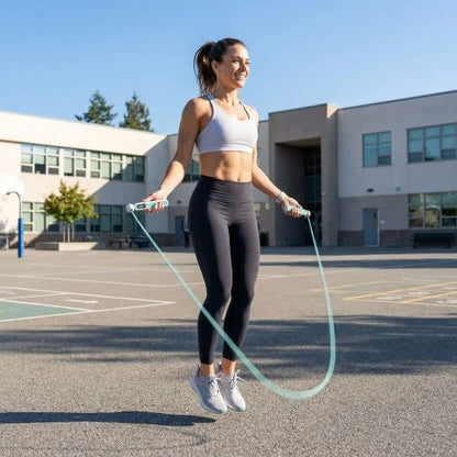 Corde sauter intelligente – femme dans une cour d'école saute a la corde- Soiflex