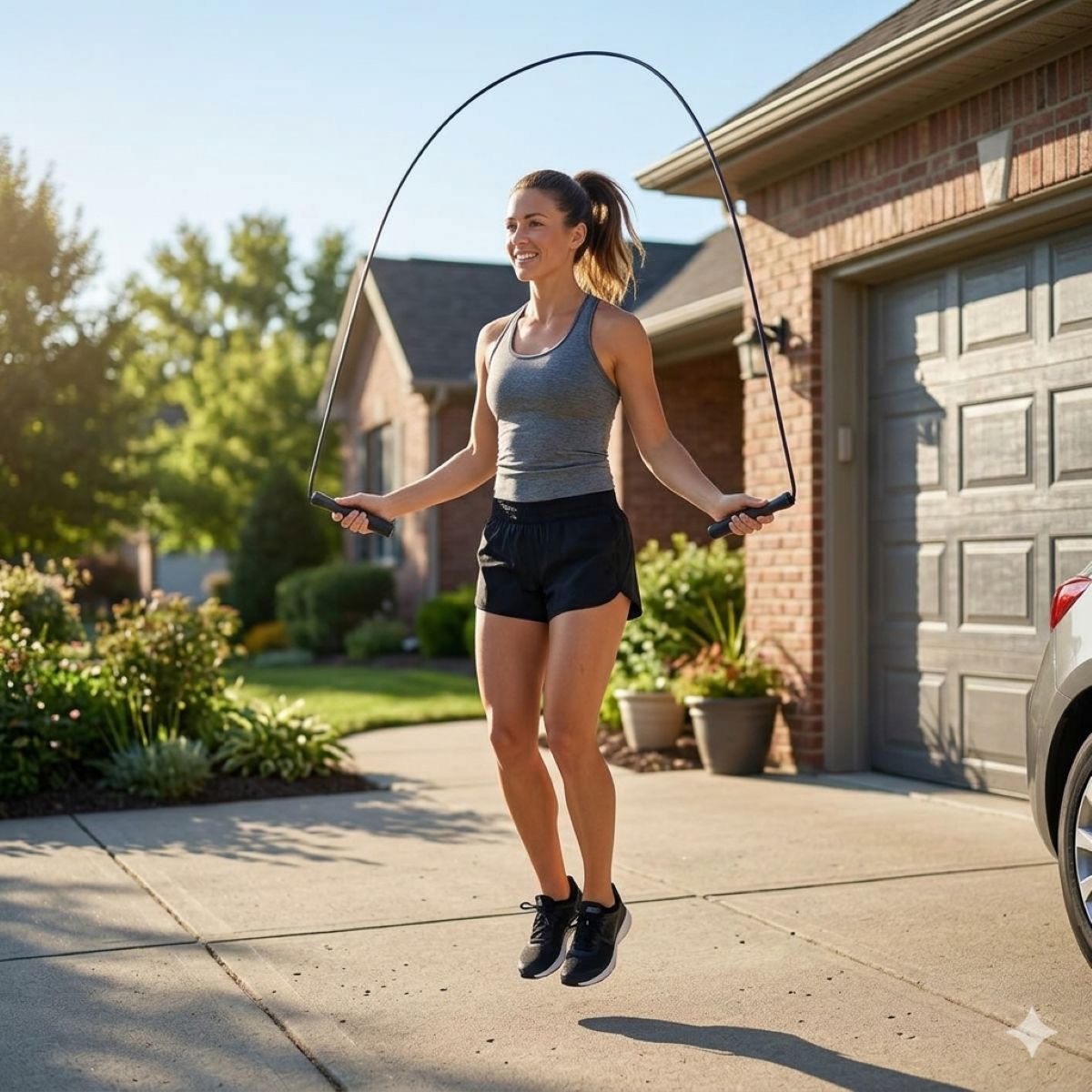 Corde a sauter Nitro réglable 2,8 m légère et rapide femme saute a la corde dans son entree exterieur- Soiflex