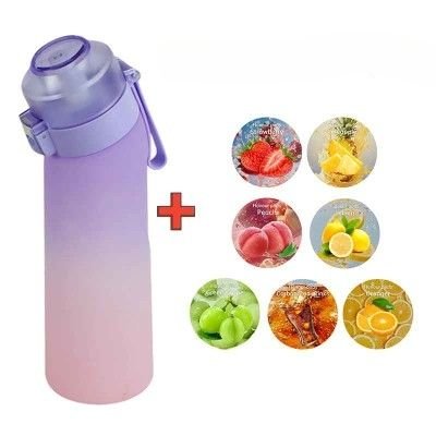 Gourde La Sève 650 ml avec paille intégrée et 7 capsules saveur variable rose mauve- Soiflex