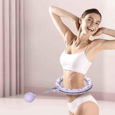 Hula hoop SlimFit avec compteur – Fitness, tonification et coordination - femme avec son hula hoop a la taille Soiflex