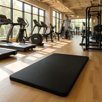 Tapis gym Idyl noir 15 mm Gros plan sur la mousse NBR confortable du tapis gym Idyl Soiflex
